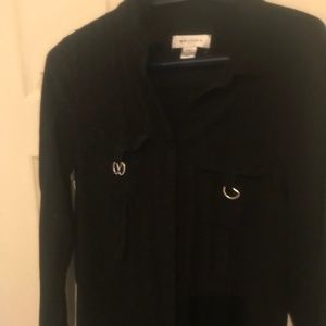 Black cotton blouse long sleeve